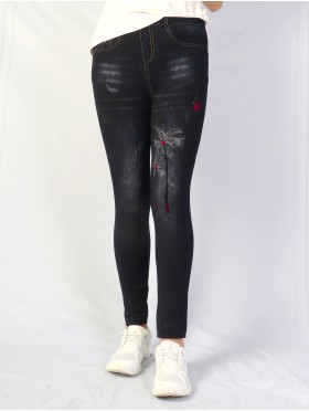 High Waist Denim Style Stretchy Legging (Fleece Lined)
